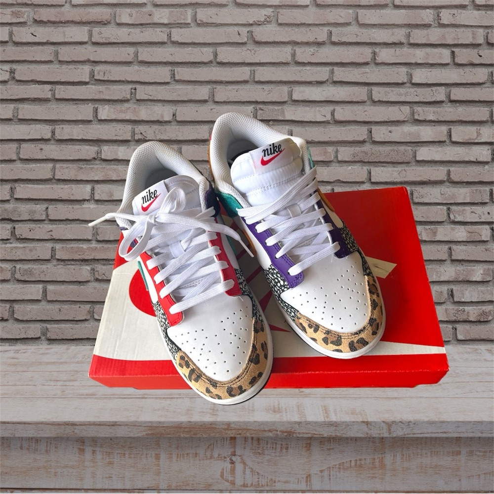 Deadstock Nike Womens Dunk Low SE "Safari Mix" Box Animal Patchwork Wm 8 Men 6.5 - Picture 4 of 10